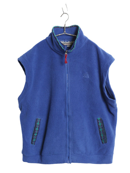 90s USA製 EMS フリース ベスト メンズ XL / アウトドア オールド フルジップ ハイネック 重ね着 前開き ワンポイント 総柄 大きいサイズ