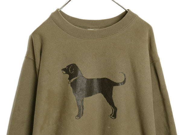 90s The Black Dog ドッグ プリント スウェット メンズ レディース L / 古着 オールド トレーナー 裏起毛 ヘビーウェイト リバース タイプ