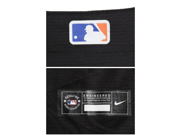 デッドストック メッツ ベースボール シャツ メンズ M MLB オフィシャル ナイキ 大リーグ ユニフォーム ゲームシャツ スウッシュ ブラック
