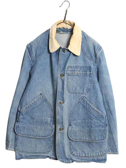 80s エルエルビーン デニム ハンティング ジャケット メンズ L 程/ ヴィンテージ アウトドア カバーオール ハーフ コート 襟 コーデュロイ