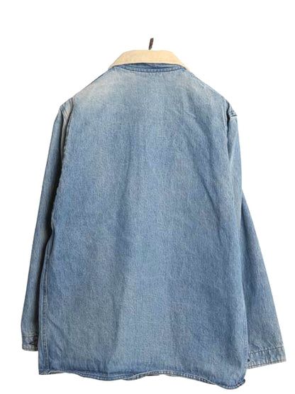 80s エルエルビーン デニム ハンティング ジャケット メンズ L 程/ ヴィンテージ アウトドア カバーオール ハーフ コート 襟 コーデュロイ