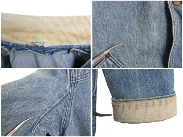 80s エルエルビーン デニム ハンティング ジャケット メンズ L 程/ ヴィンテージ アウトドア カバーオール ハーフ コート 襟 コーデュロイ