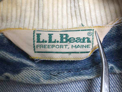 80s エルエルビーン デニム ハンティング ジャケット メンズ L 程/ ヴィンテージ アウトドア カバーオール ハーフ コート 襟 コーデュロイ