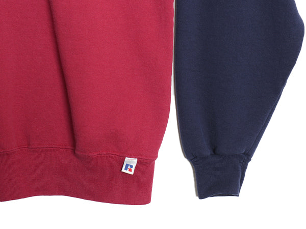 90s USA製 ラッセル ハーフジップ スウェット メンズ レディース XL / オールド トレーナー 無地 裏起毛 ハイネック 大きいサイズ ツートン