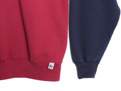 90s USA製 ラッセル ハーフジップ スウェット メンズ レディース XL / オールド トレーナー 無地 裏起毛 ハイネック 大きいサイズ ツートン