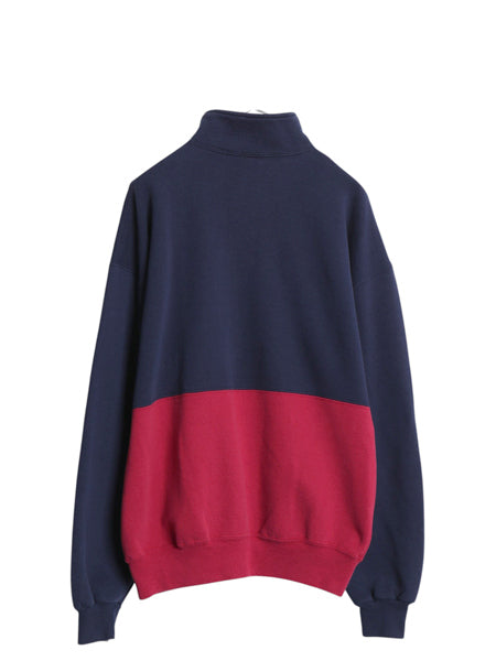 90s USA製 ラッセル ハーフジップ スウェット メンズ レディース XL / オールド トレーナー 無地 裏起毛 ハイネック 大きいサイズ ツートン