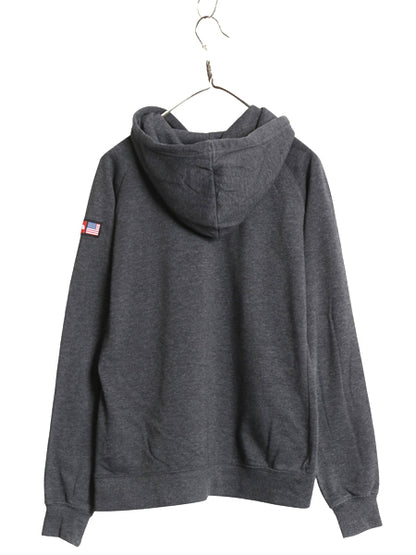 ノースフェイス プリント スウェット フード パーカー レディース М トレーナー プルオーバー 裏起毛 アウトドア 星条旗 トップス グレー