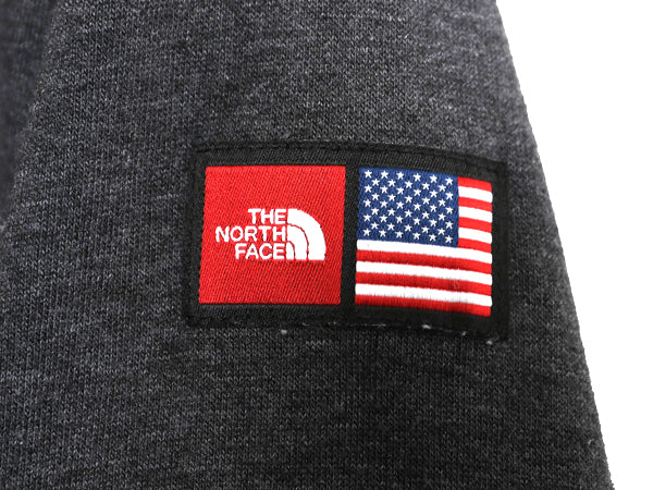 ノースフェイス プリント スウェット フード パーカー レディース М トレーナー プルオーバー 裏起毛 アウトドア 星条旗 トップス グレー