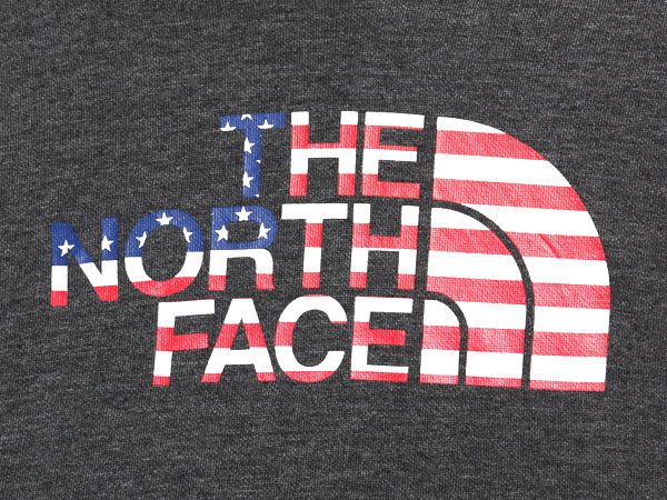 ノースフェイス プリント スウェット フード パーカー レディース М トレーナー プルオーバー 裏起毛 アウトドア 星条旗 トップス グレー
