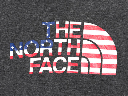 ノースフェイス プリント スウェット フード パーカー レディース М トレーナー プルオーバー 裏起毛 アウトドア 星条旗 トップス グレー