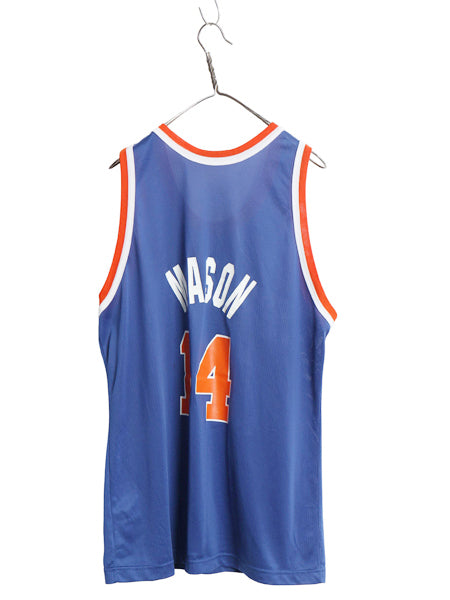 90s USA製 ニックス メッシュ タンクトップ メンズ XXL 程 オールド NBA チャンピオン ユニフォーム バスケ ゲームシャツ 大きいサイズ 青