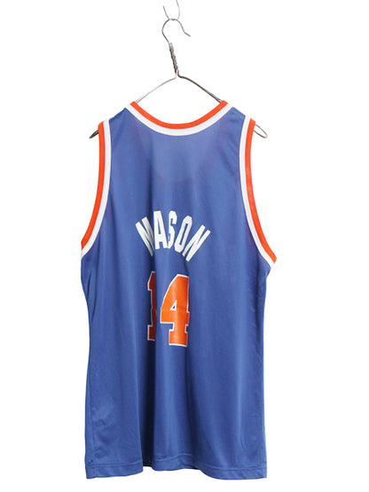 90s USA製 ニックス メッシュ タンクトップ メンズ XXL 程 オールド NBA チャンピオン ユニフォーム バスケ ゲームシャツ 大きいサイズ 青