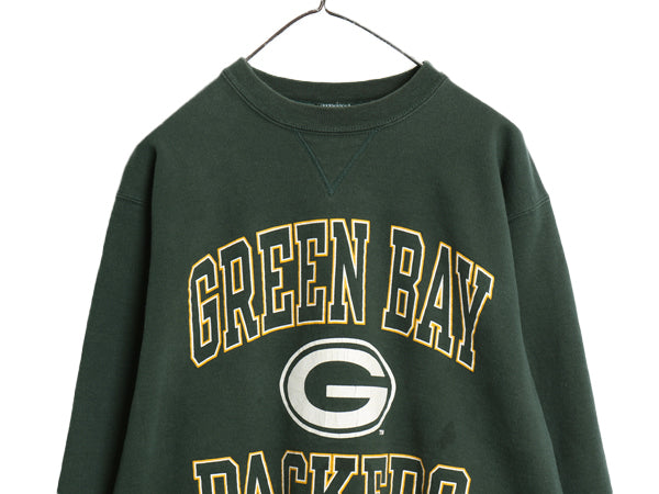 90s USA製 チャンピオン パッカーズ 2段 プリント スウェット メンズ XL オールド NFL オフィシャル トレーナー アメフト 大きいサイズ 緑
