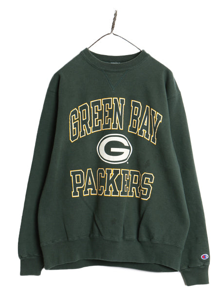 90s USA製 チャンピオン パッカーズ 2段 プリント スウェット メンズ XL オールド NFL オフィシャル トレーナー アメフト 大きいサイズ 緑