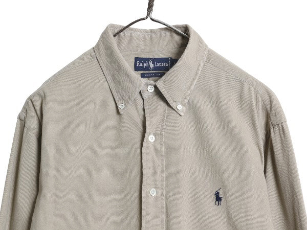 90s ラルフローレン 長袖 ボタンダウン シャツ メンズ L 古着 オールド ポロ 長袖シャツ ワンポイント コットン チノ シンプル ワイシャツ