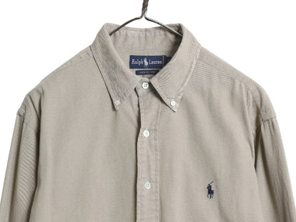 90s ラルフローレン 長袖 ボタンダウン シャツ メンズ L 古着 オールド ポロ 長袖シャツ ワンポイント コットン チノ シンプル ワイシャツ