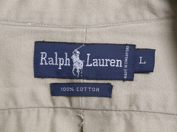 90s ラルフローレン 長袖 ボタンダウン シャツ メンズ L 古着 オールド ポロ 長袖シャツ ワンポイント コットン チノ シンプル ワイシャツ