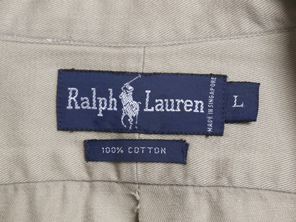 90s ラルフローレン 長袖 ボタンダウン シャツ メンズ L 古着 オールド ポロ 長袖シャツ ワンポイント コットン チノ シンプル ワイシャツ