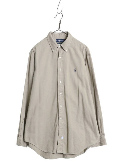 90s ラルフローレン 長袖 ボタンダウン シャツ メンズ L 古着 オールド ポロ 長袖シャツ ワンポイント コットン チノ シンプル ワイシャツ