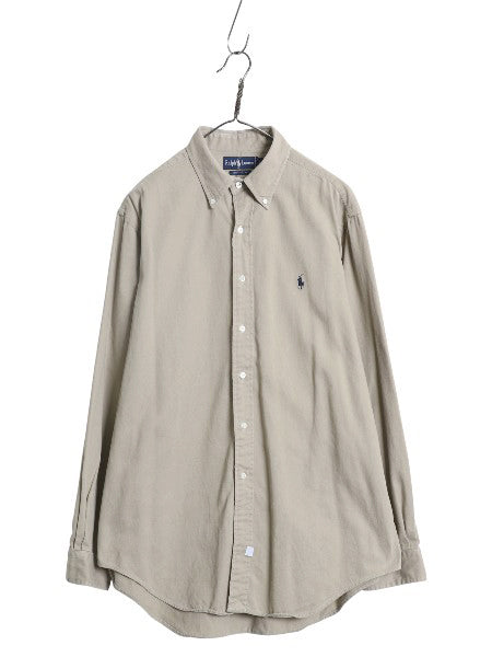 90s ラルフローレン 長袖 ボタンダウン シャツ メンズ L 古着 オールド ポロ 長袖シャツ ワンポイント コットン チノ シンプル ワイシャツ