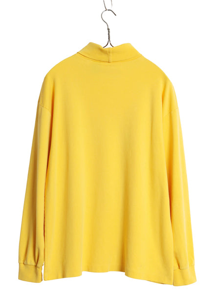 90s USA製 オールド ギャップ タートルネック 長袖 Tシャツ メンズ Ｍ 古着 ロンT スムース コットン ストレッチ ハイネック 無地 イエロー