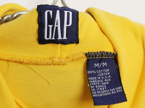 90s USA製 オールド ギャップ タートルネック 長袖 Tシャツ メンズ Ｍ 古着 ロンT スムース コットン ストレッチ ハイネック 無地 イエロー