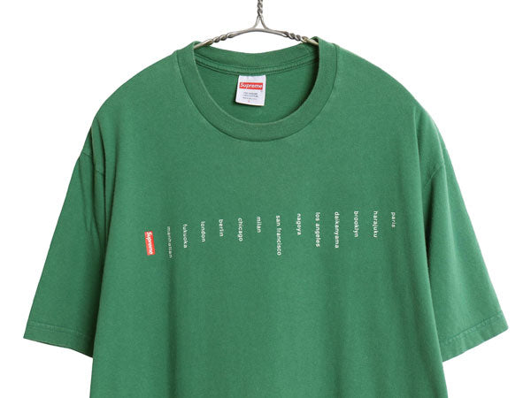 23SS USA製 シュプリーム ロケーション プリント Tシャツ メンズ L / 半袖Tシャツ アート ヘビーウェイト コットン ボックス ロゴ グリーン