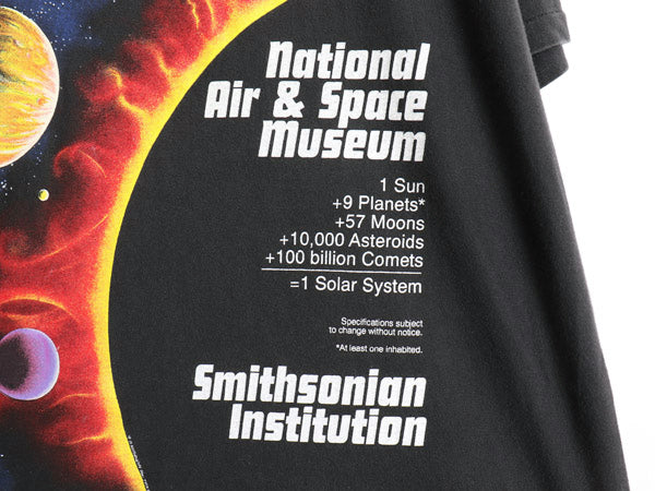 90s USA製 ★ 太陽系 惑星 イラスト プリント Tシャツ メンズ XL オールド 宇宙 アート グラフィック ヘビーウェイト シングルステッチ 黒