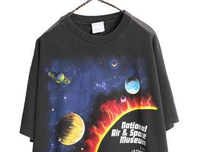 90s USA製 ★ 太陽系 惑星 イラスト プリント Tシャツ メンズ XL オールド 宇宙 アート グラフィック ヘビーウェイト シングルステッチ 黒