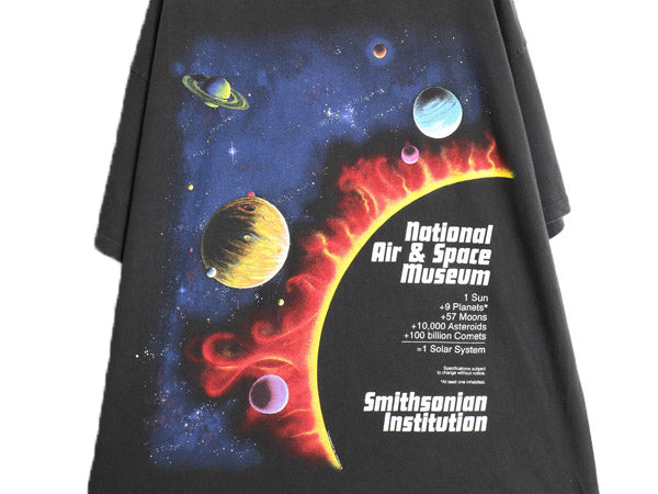 90s USA製 ★ 太陽系 惑星 イラスト プリント Tシャツ メンズ XL オールド 宇宙 アート グラフィック ヘビーウェイト シングルステッチ 黒