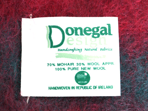 手編み アイルランド製 Donegal Design モヘア ウール マフラー メンズ レディース / ハンドメイド 毛足 フリンジ付き スカーフ ストール
