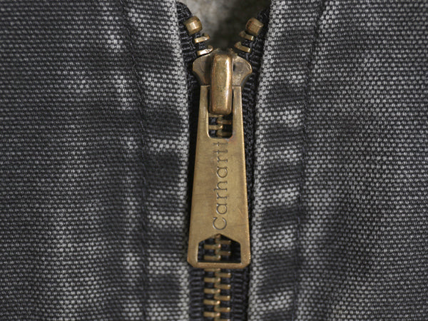 US企画 カーハート ダック ベスト メンズ L / 古着 フルジップ ワーク 裏 ボア パイル フリース 前開き 重ね着 廃盤 ワンポイント ブラック