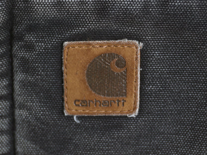 US企画 カーハート ダック ベスト メンズ L / 古着 フルジップ ワーク 裏 ボア パイル フリース 前開き 重ね着 廃盤 ワンポイント ブラック