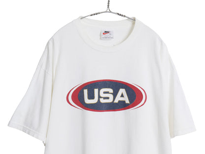 90s USA製 ナイキ ロゴ プリント Tシャツ メンズ L / オールド オリンピック アメリカ代表 スウッシュ カットソー ヘビーウェイト コットン