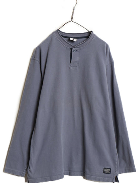 90s コロンビア ヘンリーネック 長袖 Tシャツ メンズ XL / オールド 無地 ロンT カットソー ロングスリーブ ヘビーウェイト 大きいサイズ