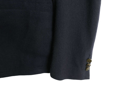 90s ポロ ラルフローレン メルトン テーラード ジャケット メンズ M 程/ 古着 オールド ブレザー ヘビーウェイト ウール ワンポイント 濃紺