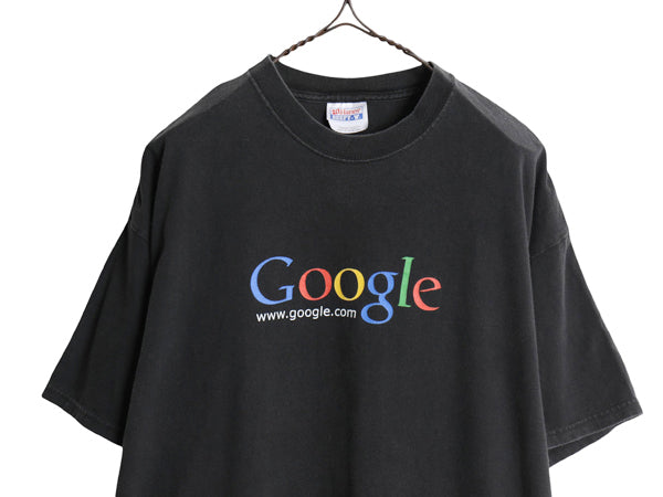 00s ★ グーグル ロゴ プリント Tシャツ メンズ XL / 古着 オールド 企業物 当時物 テック コンピューター ヘビーウェイト 大きいサイズ 黒