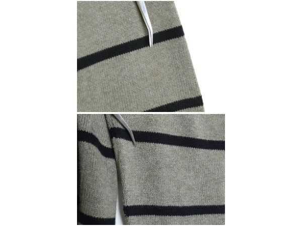 00s ポロ ラルフローレン ハーフジップ コットン ニット セーター メンズ XL / 古着 オールド ハイネック ボーダー リブ編み 大きいサイズ