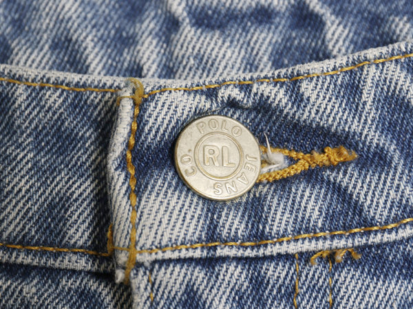 ポロ ジーンズ ラルフローレン デニム パンツ メンズ 34 30 古着 ジーパン ルーズ バギー ワイド ストレート 5ポケット ボトムス 革パッチ