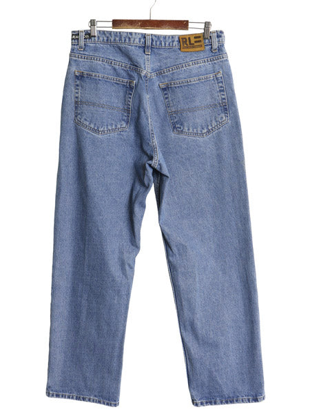 ポロ ジーンズ ラルフローレン デニム パンツ メンズ 34 30 古着 ジーパン ルーズ バギー ワイド ストレート 5ポケット ボトムス 革パッチ