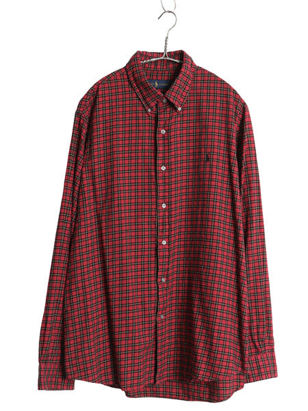 ラルフローレン チェック 長袖 ボタンダウン シャツ メンズ XL / 古着 ポロ コットン ワンポイント ポニー 大きいサイズ 薄手 マルチカラー