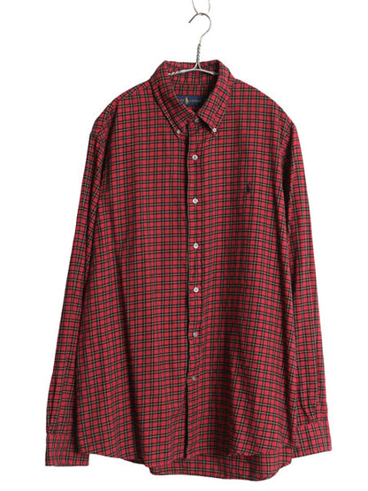 ラルフローレン チェック 長袖 ボタンダウン シャツ メンズ XL / 古着 ポロ コットン ワンポイント ポニー 大きいサイズ 薄手 マルチカラー