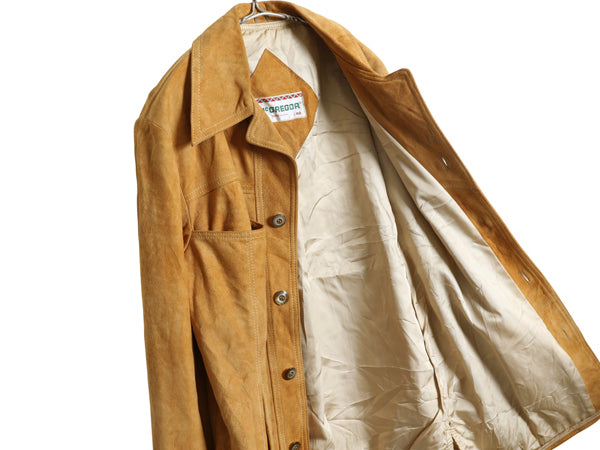 70s USA製 マクレガー 本革 レザー シャツ ジャケット メンズ M 程 ヴィンテージ 鹿革 ディアスキン スウェード ライナー付き ウエスタン