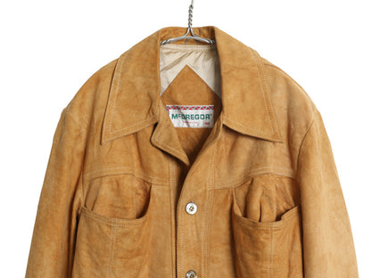 70s USA製 マクレガー 本革 レザー シャツ ジャケット メンズ M 程 ヴィンテージ 鹿革 ディアスキン スウェード ライナー付き ウエスタン