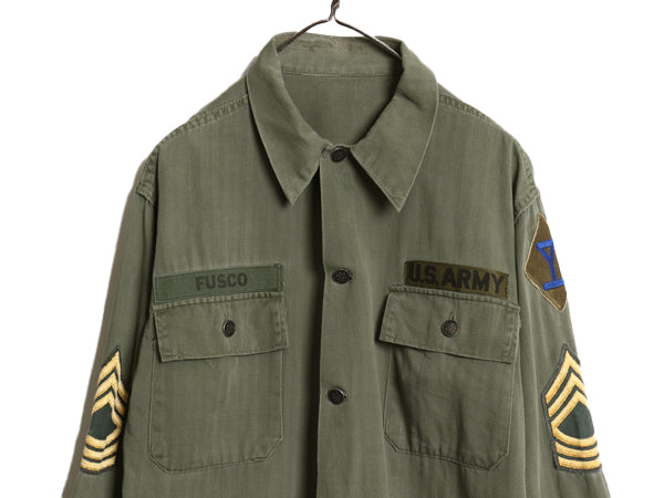40s ★ 米軍実物 US ARMY M-47 HBT ユーティリティ シャツ ジャケット メンズ M 程/ ヴィンテージ ミリタリー ヘリンボーン 13スター 軍物