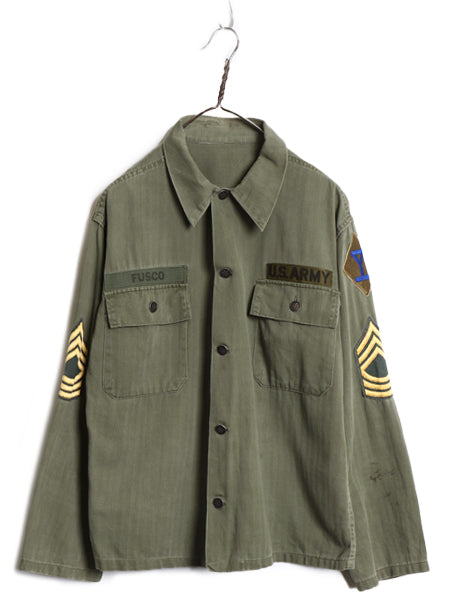 40s ★ 米軍実物 US ARMY M-47 HBT ユーティリティ シャツ ジャケット メンズ M 程/ ヴィンテージ ミリタリー ヘリンボーン 13スター 軍物