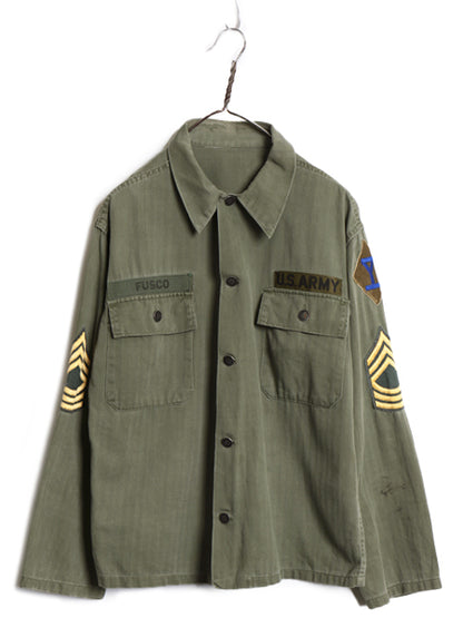 40s ★ 米軍実物 US ARMY M-47 HBT ユーティリティ シャツ ジャケット メンズ M 程/ ヴィンテージ ミリタリー ヘリンボーン 13スター 軍物