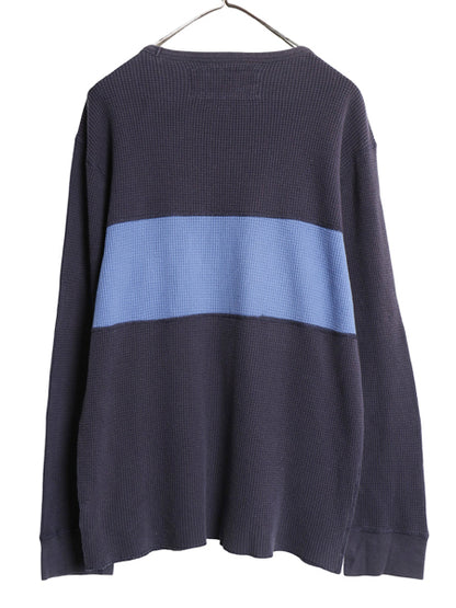 ポロジーンズ ラルフローレン 長袖 サーマル Tシャツ メンズ L ポロ ロンT ワッフル カットソー ワンポイント 星条旗 ストレッチ ツートン 