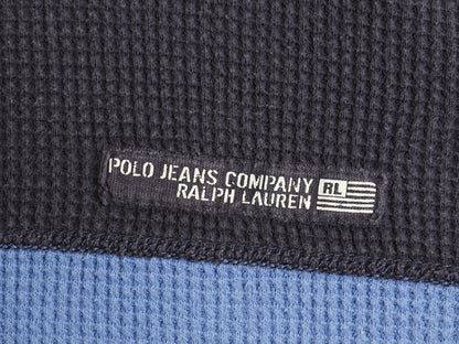 ポロジーンズ ラルフローレン 長袖 サーマル Tシャツ メンズ L ポロ ロンT ワッフル カットソー ワンポイント 星条旗 ストレッチ ツートン 