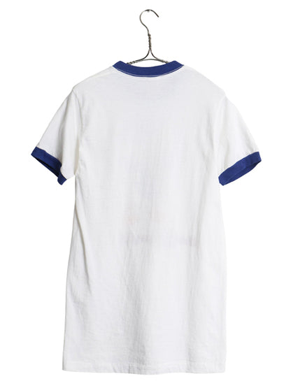 70s USA製 ドナルドダック 染込み プリント リンガー Tシャツ レディース S ヴィンテージ キャラクター ディズニー イラスト オフィシャル